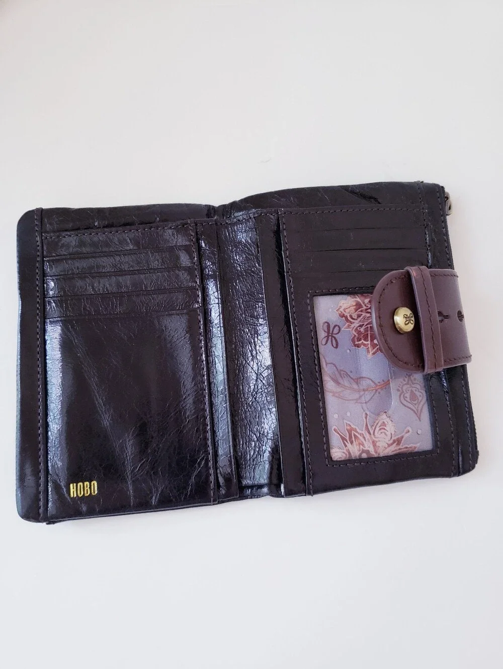 HOBO Black Brown Leather Wallet